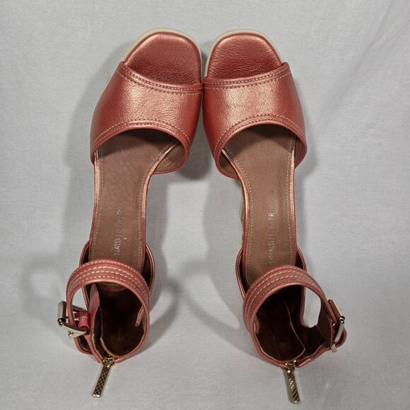 DONALD J PLINER Brook Metallic Coral Leather Ankle Espadrille Wedge Sandal 8.5 M - Picture 5 of 17